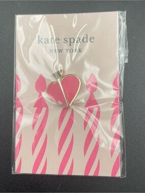 Kate Spade New York Pink Enamel Gold Tone Lapel Pin Brooch Designer NEW